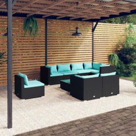 Garden Lounge Set Black and Water Blue