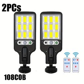 Waterproof Mini Solar Outdoor Light Street Light 108LED With Remote Control (Option: 2PCS)